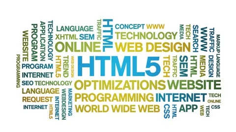 HTML5 animated word cloud,animation tag kinetic typography text seamless loop. Stock Footage 184212876