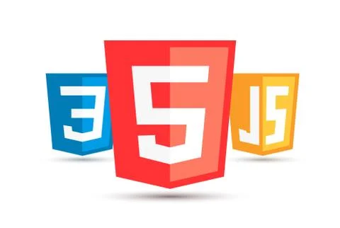 HTML5 CSS3 JS icon set. Web development logo icon set of html, css and Stock Illustration