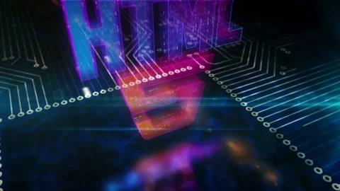 HTML5 programming symbol loopable 3d animation Stock Footage 145971384