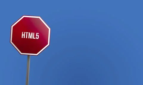 HTML5, red sign with blue sky Illustrazione stock