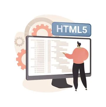 HTML5 website development abstract concept vector illustration. Stock Illustration