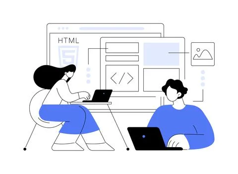 HTML5 website development abstract concept vector illustration. Stock Illustration