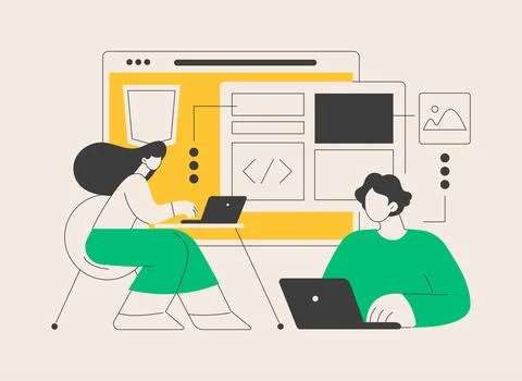 HTML5 website development abstract concept vector illustration. Illustrazione stock