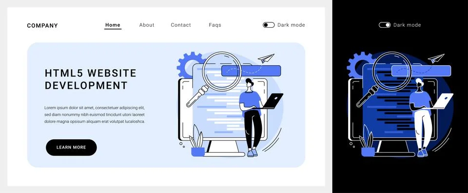 HTML5 website development vector concept landing page. Illustrazione stock