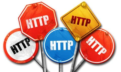 Http, 3D rendering, street signs 库存插图
