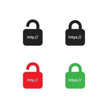 Http and https icon. Web url  bar. Padlock symbol concept illustration in v.. Stock Illustration