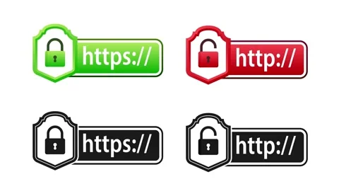Http and https protocol security comparison with lock icons Stock Footage 314968370