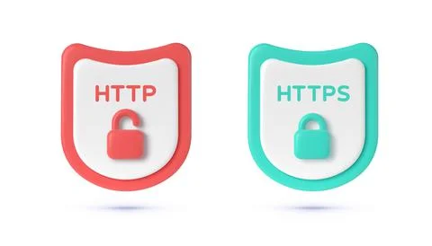 HTTP and HTTPS Protocols. Safe and Secure Wev Browsing. Safety internet Stock Illustration