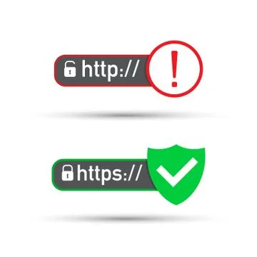Http and https protocols on shield, on white background イラスト素材