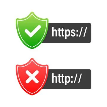 Http and https protocols on shield 库存插图