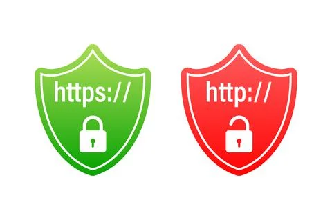 Http and https protocols on shield Иллюстрация