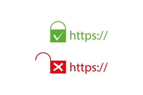 Http and https protocols on shield, on white background. Illustration