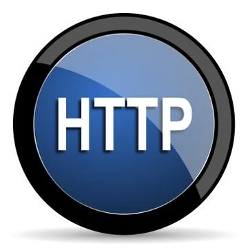 Http blue circle glossy web icon on white background, round button for intern 库存插图