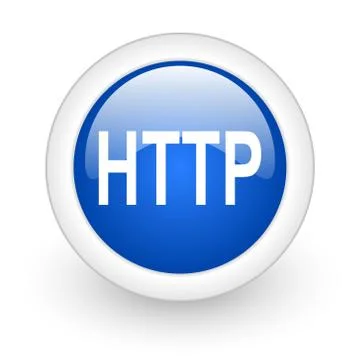 Http blue glossy icon on white background. 库存插图