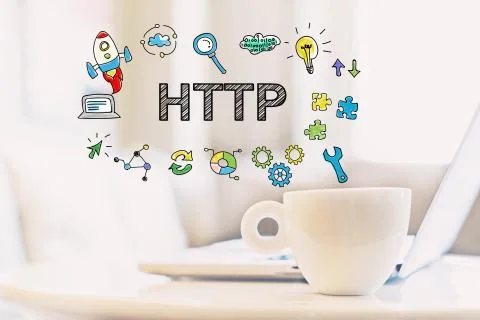 HTTP concept with a cup of coffee Foto stock