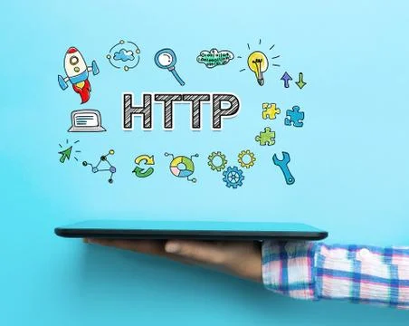Http concept with a tablet 库存插图