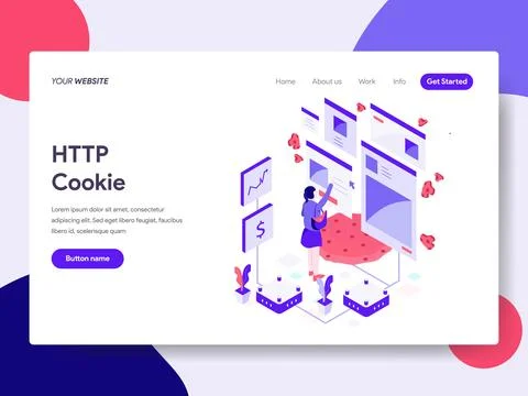 HTTP Cookie Isometric Illustration 库存插图