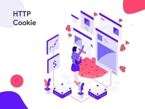 HTTP Cookie Isometric Illustration Stock-Illustration