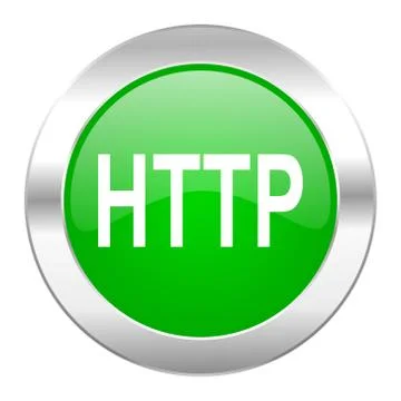 Http green circle chrome web icon isolated. 库存插图