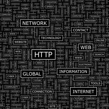 HTTP HTTP. Seamless pattern. Word cloud illustration. Copyright: xZoonar.c... Foto stock