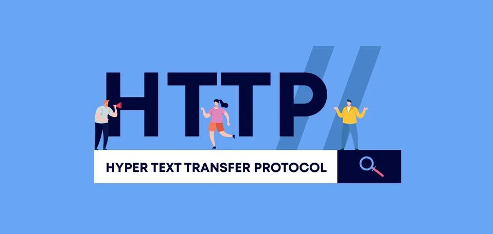 HTTP hyper text transfer protocol. Programming and coding technologies and web Stock Illustration