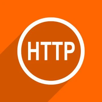Http icon. Orange flat button. Web and mobile app design illustration Ilustración de archivo
