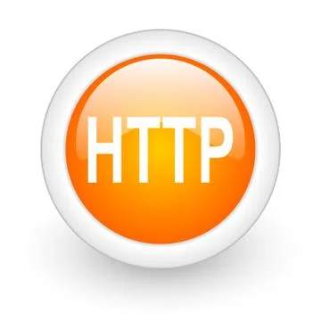 Http orange glossy web icon on white background. Ilustración de archivo