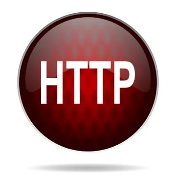 Http red glossy web icon on white background. Ilustración de archivo