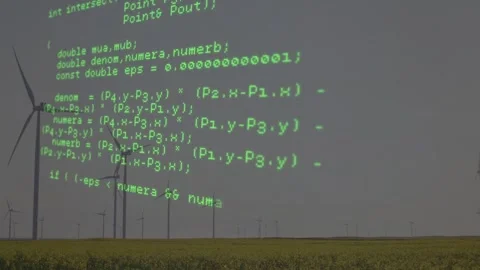 HTTP request initiating green code overlay for tech demo, scrolling across wind Stock Footage 332469082