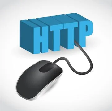 Http sign connected to mouse illustration design over white 库存插图