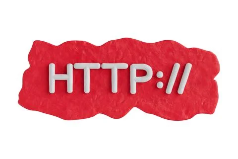 Http Sign over Red Presentation Plasticine Banner Patch Plate. 3d Rendering Stock Illustration