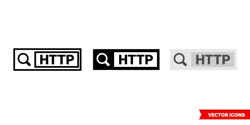 HTTP symbol icon of 3 types color, black and white, outline. Isolated vector  Ilustración de archivo