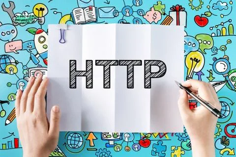 HTTP text with hands 스톡 사진