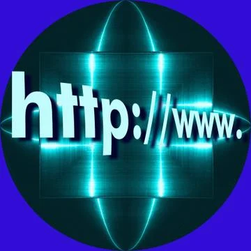 Http web search icon. In the background we have blue reflecting aluminum plat 库存插图