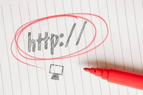  Http word on linear paper Http word on linear paper with a computer sketc... Foto stock