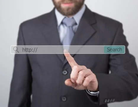 Http written in search bar on virtual screen. technology, internet and Foto stock