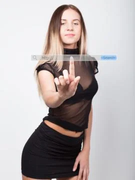Http written in search bar on virtual screen. Internet technologies in business Foto stock