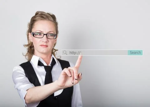 Http written in search bar on virtual screen. Internet technologies in business 스톡 사진