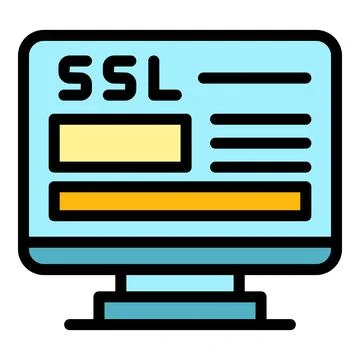 Https certificate icon color outline vector Illustration