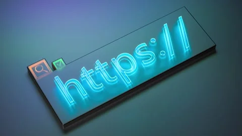 HTTPS - encryption improve security. HTTPS glowing concept, animation, 3D render Stock Footage 265790471