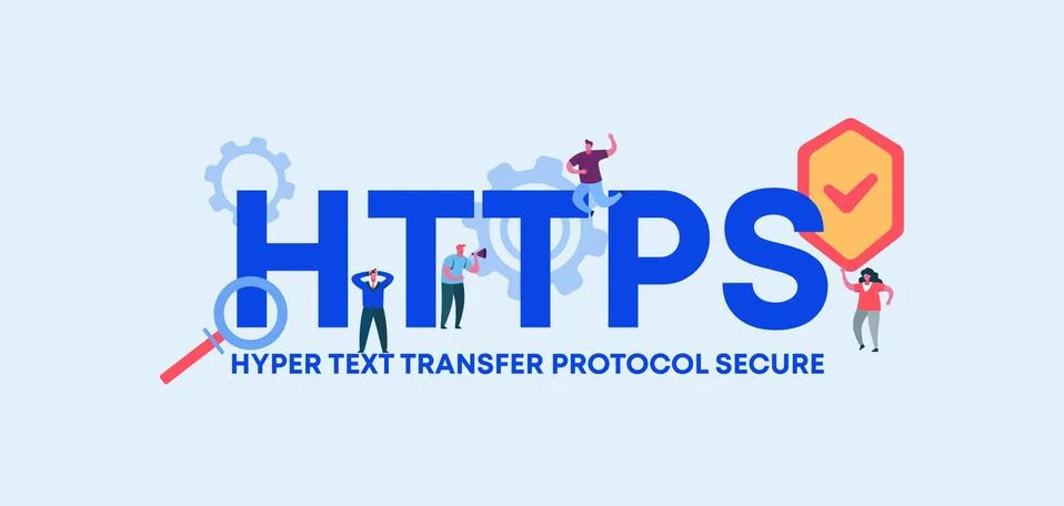 HTTPS hyper text transfer protocol secure. Coding and programming technologies Stock-Illustration