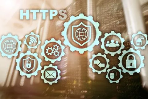 HTTPS. Hypertext Transport Protocol Secure. Technology Concept on Server Room Fotos Stock