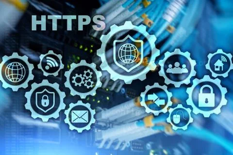 HTTPS. Hypertext Transport Protocol Secure. Technology Concept on Server Room Fotos Stock
