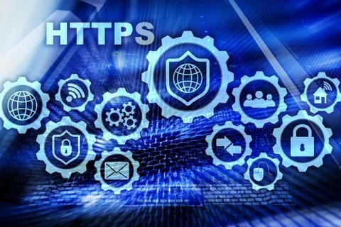 HTTPS. Hypertext Transport Protocol Secure. Technology Concept on Server Room Fotos Stock
