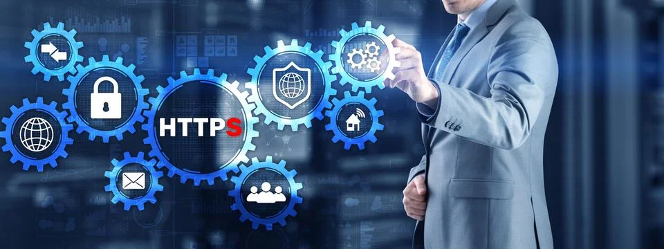 HTTPS inscription background. Internet security concept 2021 Foto stock