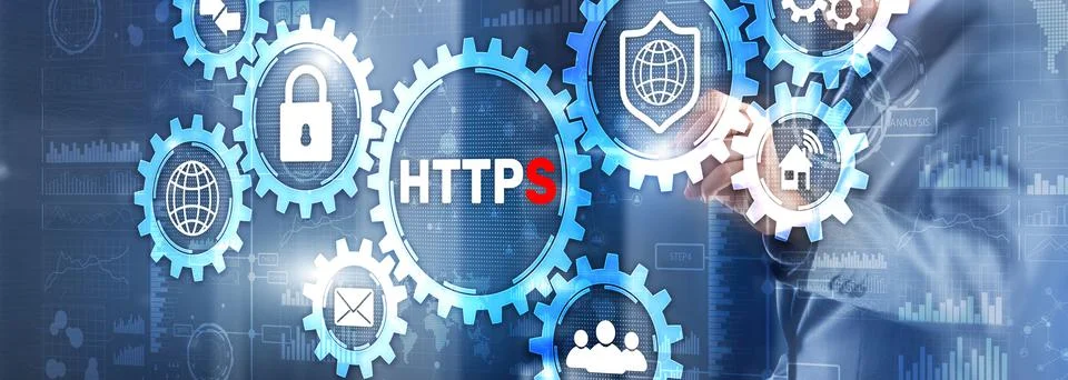 HTTPS inscription background. Internet security concept 2021 Foto stock