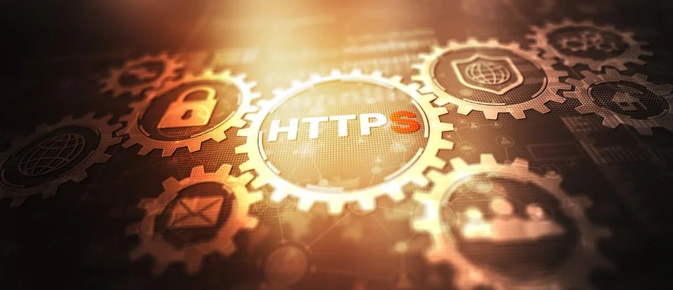 HTTPS. New HyperText Transfer Protocol Secure 2024. Web Internet concept Illustration