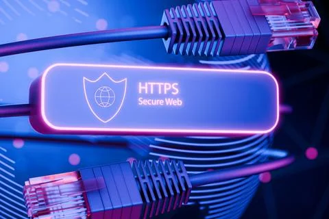 The HTTPS protocol concept. Encrypted web browsing. Webpage security. 3d render Illustration