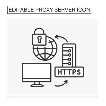 HTTPS protocol line icon 库存插图
