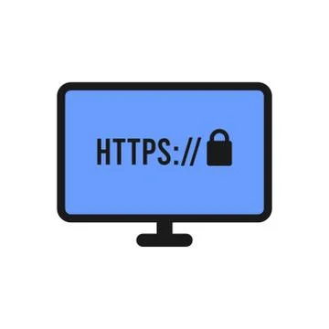 HTTPS Protocol. Safe and Secure Web sites on the Internet. SSL certificate fo Illustration